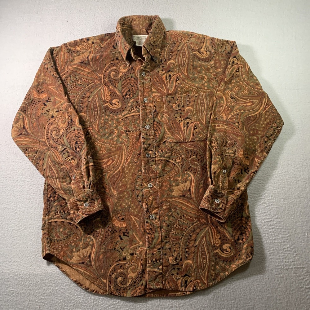 Vintage Banana Republic Men's Shirt, Sz Small, Printed Corduroy, Paisley